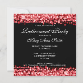 Elegant Retirement Party Red Sparkles Kaart