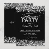 Elegant Retirement Party Silver Glitter Kaart (Voorkant / Achterkant)