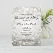 Elegant retirement Party Silver Glitter Lights Kaart (Staand voorkant)