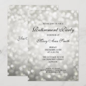 Elegant retirement Party Silver Glitter Lights Kaart (Voorkant / Achterkant)