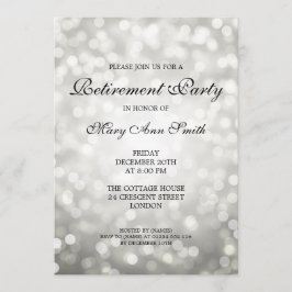 Elegant retirement Party Silver Glitter Lights Kaart