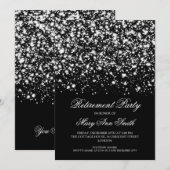 Elegant retirement Party Silver Midnight Glam Kaart (Voorkant / Achterkant)