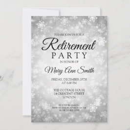 Elegant Retirement Party Silver Winter Wonderland Kaart