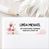 Elegant retour adreslabel met bloemen etiket (Insitu)