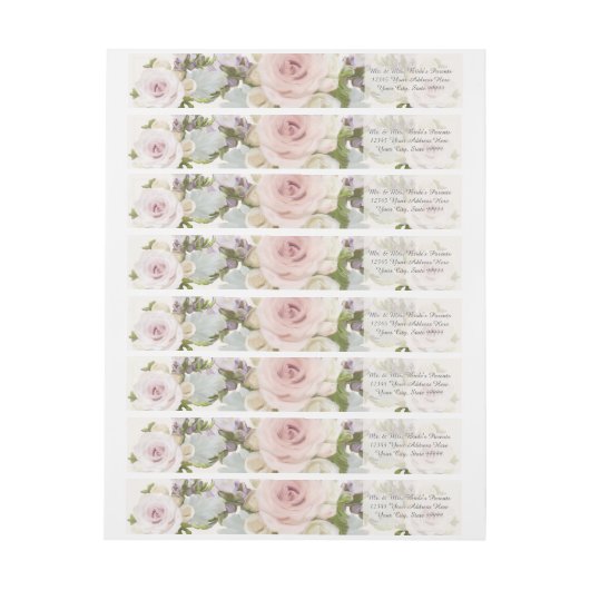 Elegant retouradres Bruiloft Rijkelijk Rozen Bloem (Vel)