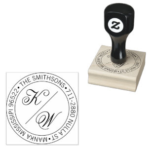 Elegant retouradres Circulaire bruiloft Initialen Rubberstempel