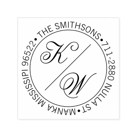 Elegant retouradres Circulaire bruiloft Initialen Zelfinktende Stempel (Design)