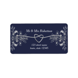 Elegant retouradres in marineblauw etiket