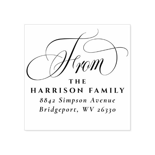 Elegant retouradres script van rubberstempel (Afrduk)