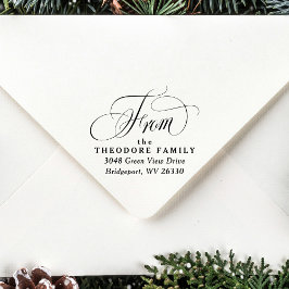 Elegant retouradres script van rubberstempel