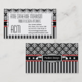 Elegant Retro 1930s Art Deco Floral Damask Visitekaartje (Voorkant / Achterkant)