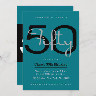 Elegant, Retro 50th Birthday Invitations Kaart