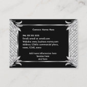 Elegant Retro Art Deco Black Silver Rattan Visitekaartje (Achterkant)