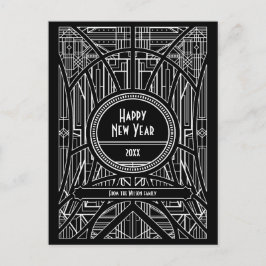 Elegant retro art deco Happy Nieuwjaar Briefkaart