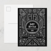 Elegant retro art deco Happy Nieuwjaar Briefkaart (Voorkant / Achterkant)