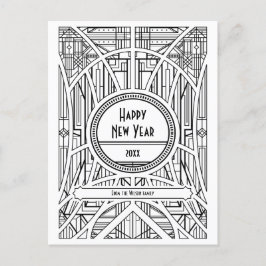 Elegant retro art deco Happy Nieuwjaar Briefkaart
