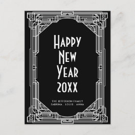 Elegant retro art deco Happy Nieuwjaar Briefkaart