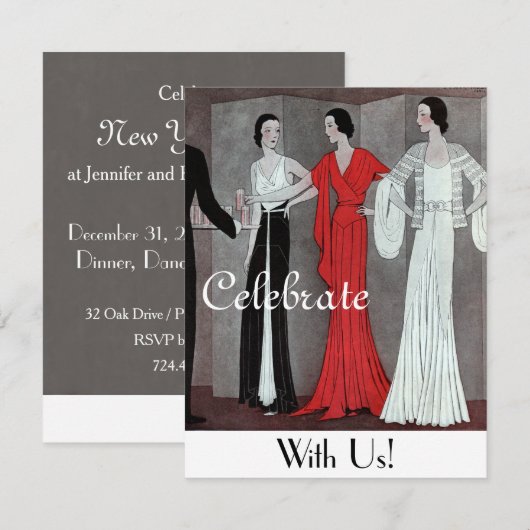 Elegant  Retro Art Deco Kaart (Voorkant / Achterkant)