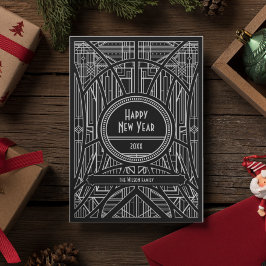 Elegant retro art deco Nieuwjaar Feestdagenkaart