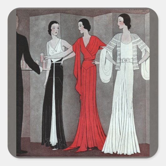 Elegant  Retro Art Deco Party Vierkante Sticker (Voorkant)