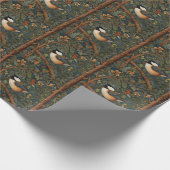 Elegant Retro Art Nouveau woodland bird Cadeaupapier (Hoek)