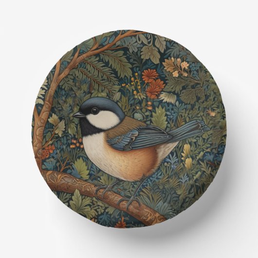 Elegant Retro Art Nouveau woodland bird Papieren Kommen (Voorkant)