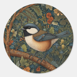 Elegant Retro Art Nouveau woodland bird Ronde Sticker