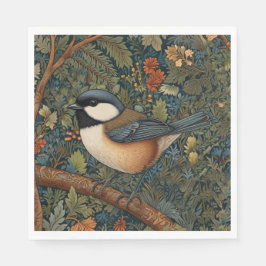 Elegant Retro Art Nouveau woodland bird Servet
