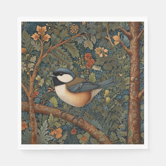 Elegant Retro Art Nouveau woodland bird Servet (Voorkant)