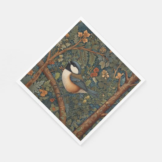 Elegant Retro Art Nouveau woodland bird Servet (Hoek)