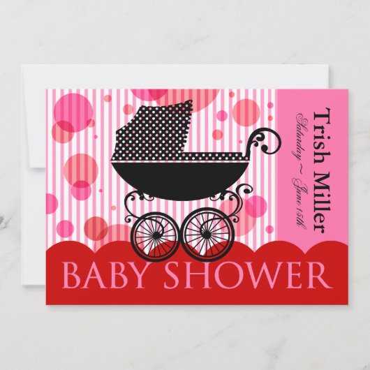 Elegant Retro Baby Carriage - Baby shower Party Kaart (Voorkant)