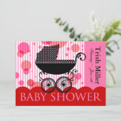 Elegant Retro Baby Carriage - Baby shower Party Kaart (Staand voorkant)