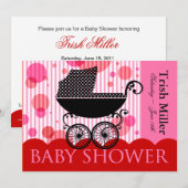 Elegant Retro Baby Carriage - Baby shower Party Kaart (Voorkant / Achterkant)