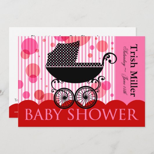 Elegant Retro Baby Carriage - Baby shower Party Kaart (Voorkant / Achterkant)