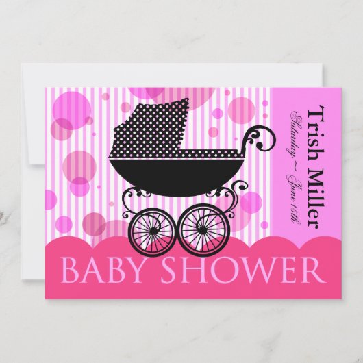 Elegant Retro Baby Carriage - Baby shower Party Kaart (Voorkant)