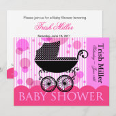 Elegant Retro Baby Carriage - Baby shower Party Kaart (Voorkant / Achterkant)