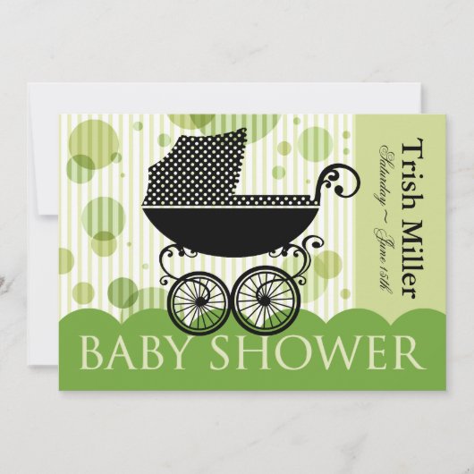 Elegant Retro Baby Carriage - Baby shower Party Kaart (Voorkant)