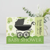 Elegant Retro Baby Carriage - Baby shower Party Kaart (Staand voorkant)