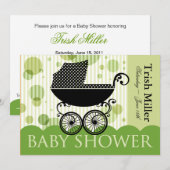 Elegant Retro Baby Carriage - Baby shower Party Kaart (Voorkant / Achterkant)
