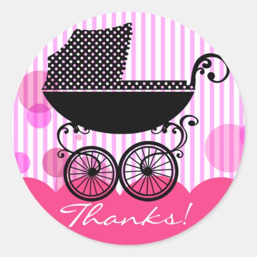 Elegant Retro Baby Carriage - Baby showers Sticker (Voorkant)