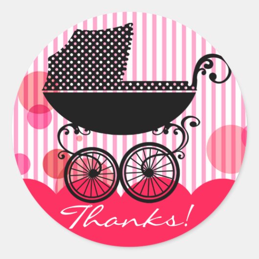 Elegant Retro Baby Carriage - Baby showers Sticker (Voorkant)