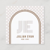 Elegant Retro Beige Monogram Visitekaartje (Voorkant)