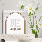 Elegant Retro Beige Monogram Visitekaartje