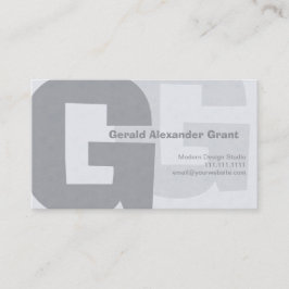 Elegant Retro Big Blue Grey G Visitekaartje