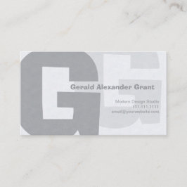 Elegant Retro Big Blue Grey G Visitekaartje