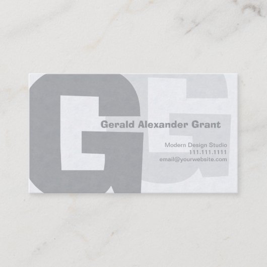 Elegant Retro Big Blue Grey G Visitekaartje (Voorkant)