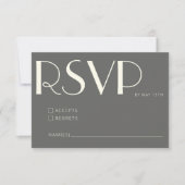 Elegant Retro Black en White Line Art Wedding RSVP Kaartje (Voorkant)