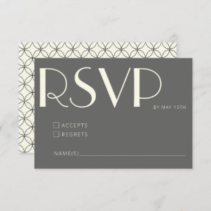 Elegant Retro Black en White Line Art Wedding RSVP Kaartje