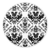 Elegant Retro Black White Damask Patroon Keramische Knop (Voorkant)