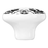 Elegant Retro Black White Damask Patroon Keramische Knop (Zijkant)